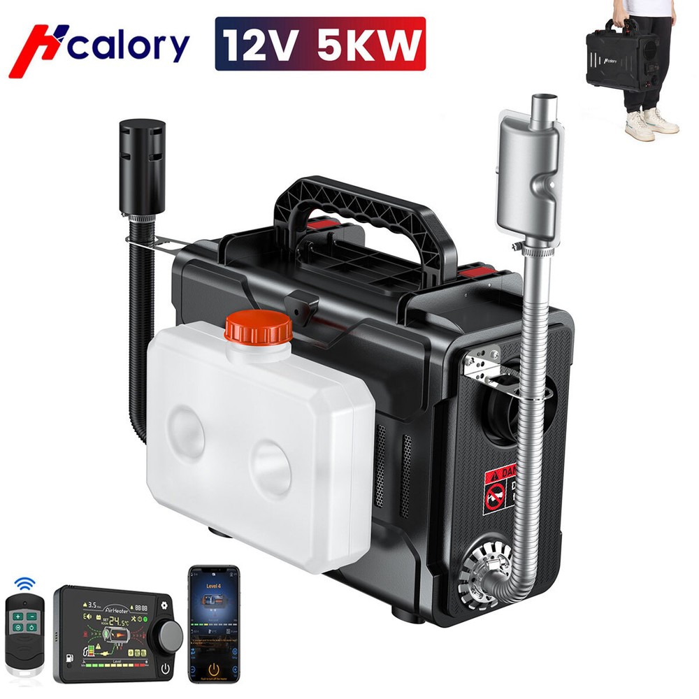 Hcalory Diesel Air Heater 12V 5KW Bluetooth LCD Display for Car Bus RV Indoors