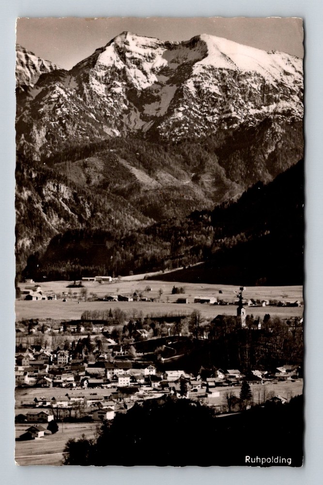 Germany- Ruhpolding Bavaria Town & Alps View Postal Old PC Card Vintage Postcard