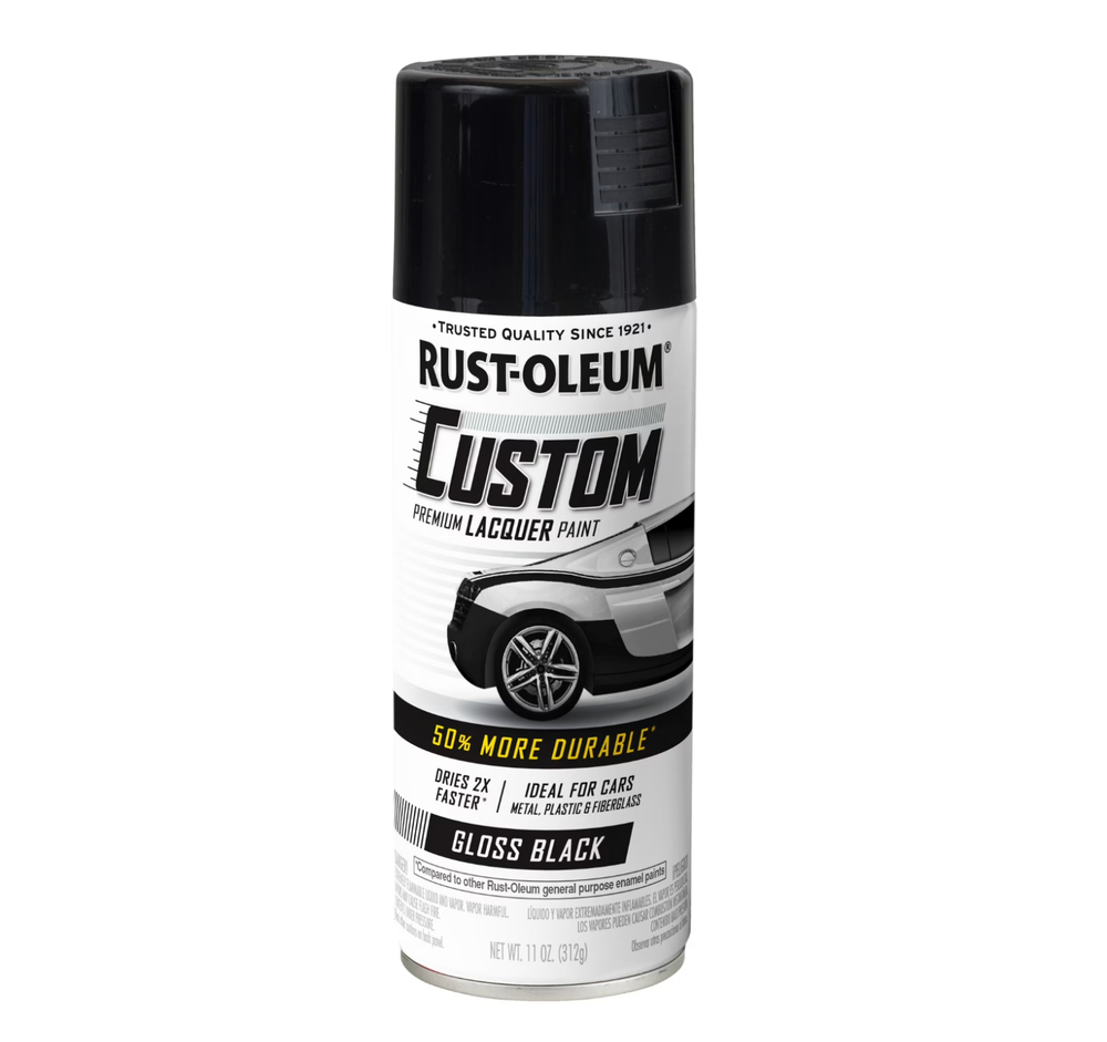 Automotive Custom Lacquer Gloss Spray Paint, Black, 11 Oz