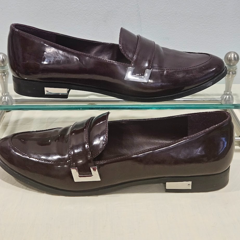 Marc Fisher Women's Pagan Penny Loafers Burgandy Patent Leather Size 9 1/2 M