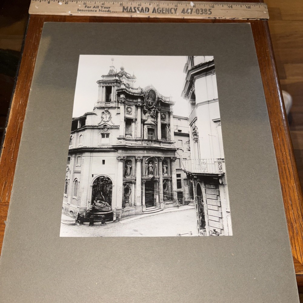 Antique San Carlo alle Quattro Fontane Rome  Mounted Italian Architecture Photo