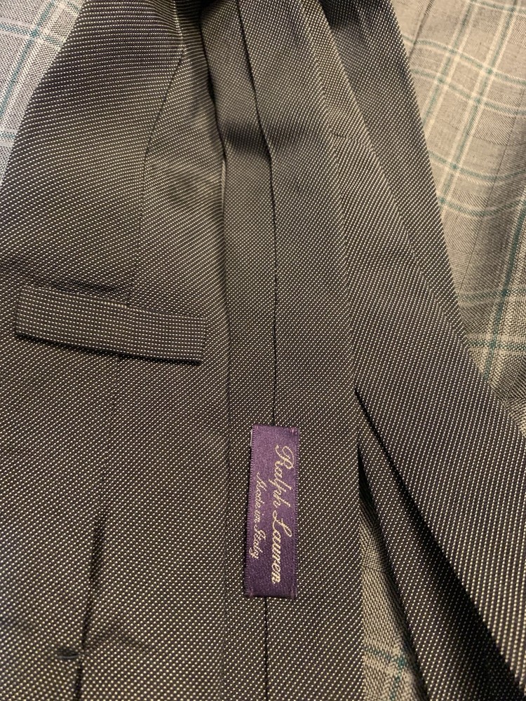 Ralph Lauren Purple Label Handmade Tie 100% Silk Made in Italy Silvery Blue Gray