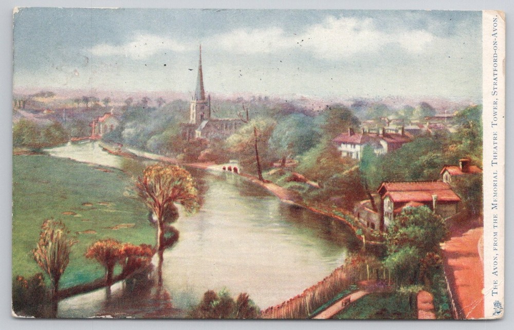 Stratford-on-Avon The Avon River Oilette Postcard Raphael Tuck 1906 Posted