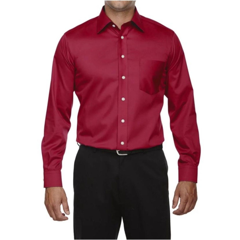Geoffrey Beene Burgundy Men's Dress Shirt Size XL17 Long Sleeve Button Down