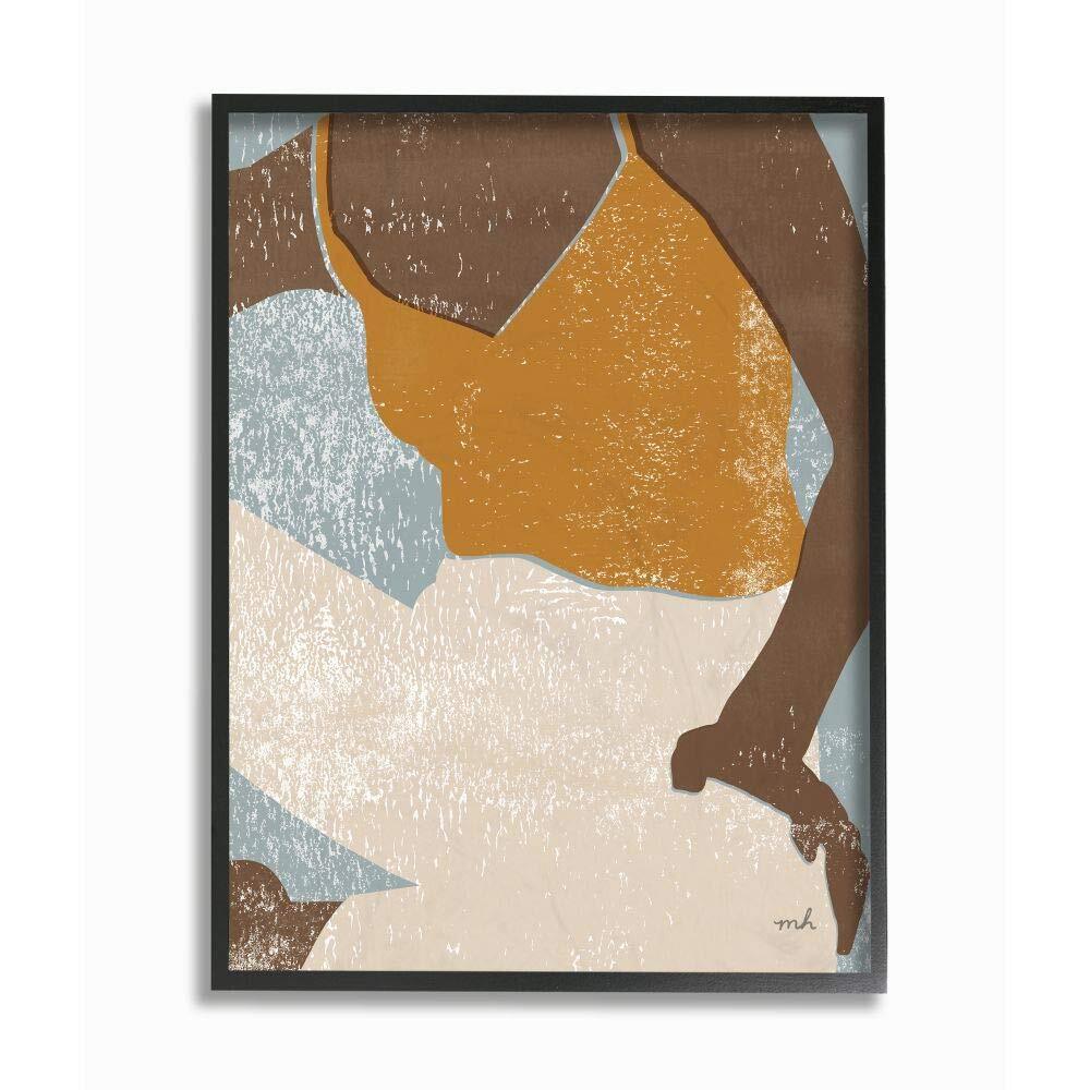 Relajante Persona Sentada Naranja Azul Superficie Texturizada, Diseño por Moira Hershey...