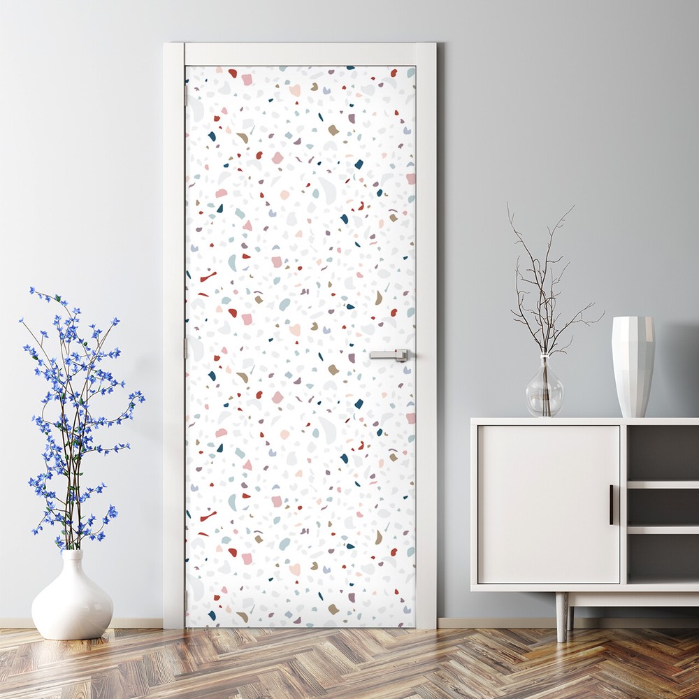 Colorful Bubble-Free Granite Door Sticker Modern Self-Adhesive Design