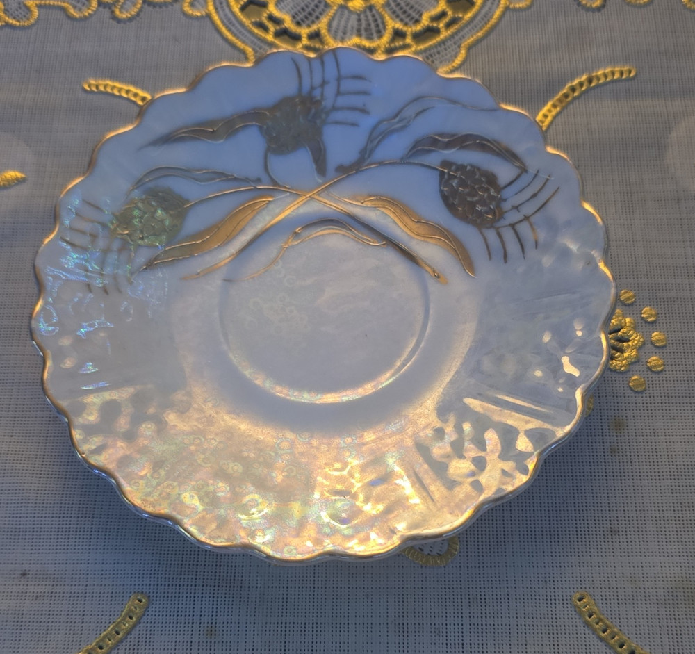 Betson Hand Painted Floral Porcelain Plate White/Blue w/ Gold Rim Round
