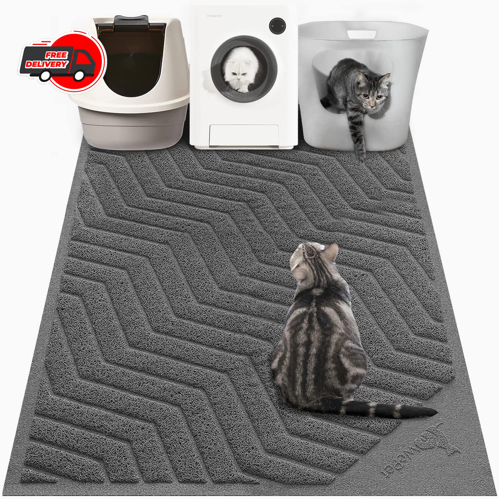 47 X 36 Cat Litter Mat Jumbo Kitty Trapping Mess Box Pad Waterproof Gray