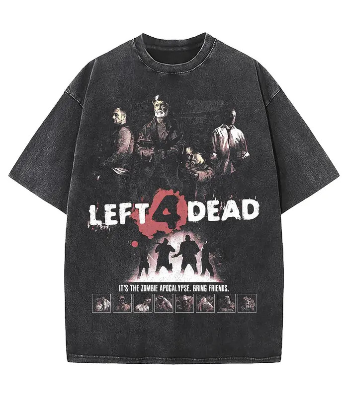 Left 4 Dead Retro Vintage Graphic Tees Crewneck Shirt Premium Cotton Casual Fit