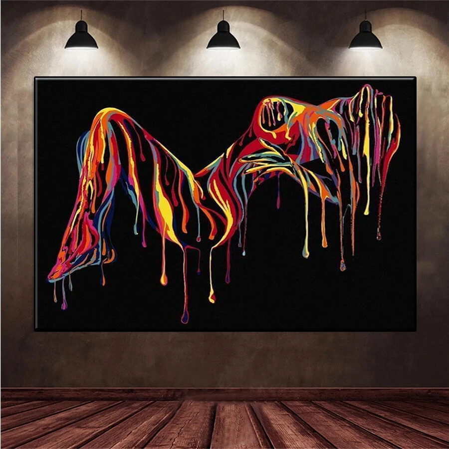 Abstract Graffiti Art Sexy Women Canvas Painting Wall Mural Print Wall Art Decor-image