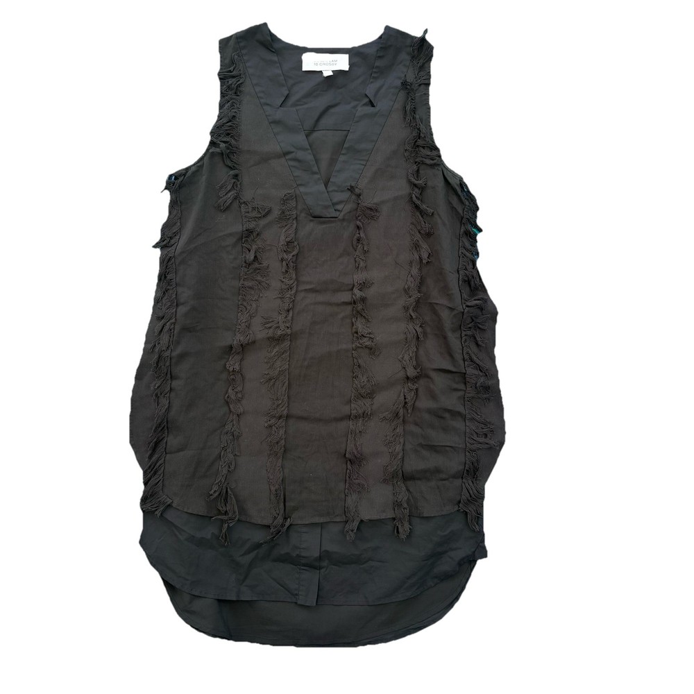 Derek Lam 10 Crosby Black Sleeveless Women’s Blouse Tunic Size 4 Cotton Silk Ble