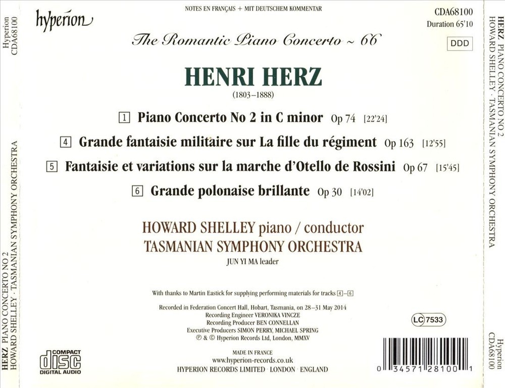 Howard Shelley/Tasmanian Symphony Orchestra Romantic Piano Concerto, Vol. 66 - H