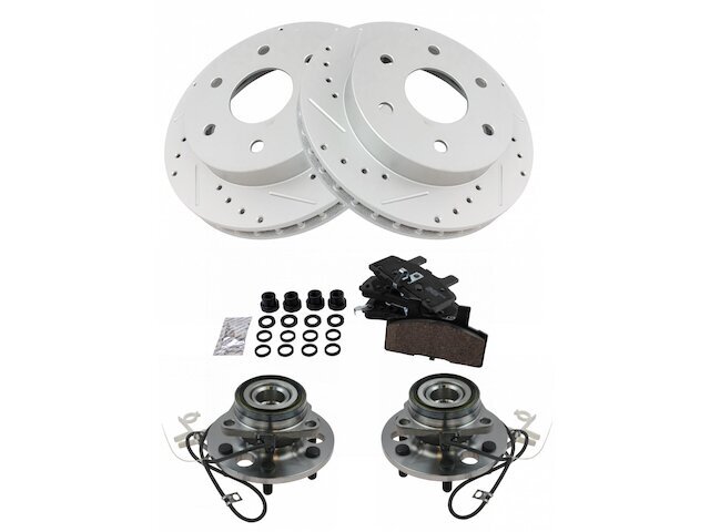 Front TRQ Brake Pad and Rotor and Wheel Hub Kit fits GMC K1500 1995-1999 43RSQB