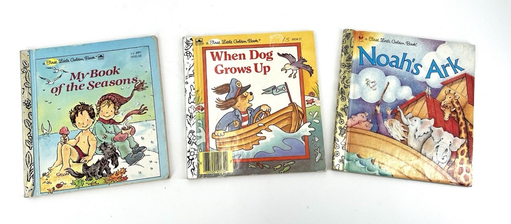 Vintage Lot of 3 Children's Books - Golden - Seasons Dog Grows Up Noah's Ark