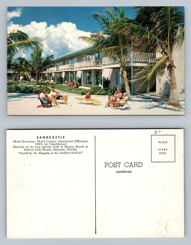 Sarasota, FL-Florida, Sandcastle Hotel on Lido Beach Old Card Vintage Postcard