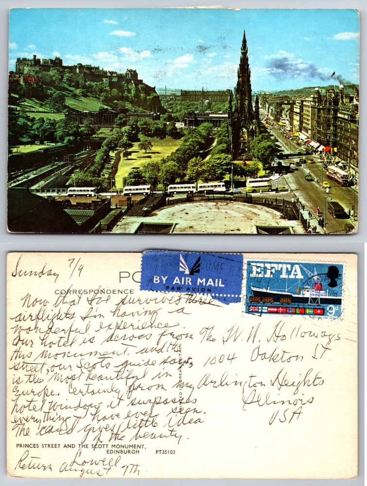 Princes Street Scott Monument Edinburgh Scotland Postcard