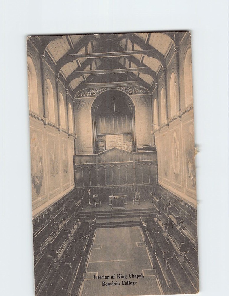 Postcard Interior of King Chapel Bowdoin College Brunswick Maine USA