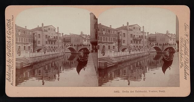 Photo:Venice Italy Della del Tabbachi 1860s Canal Bridge Stereo View