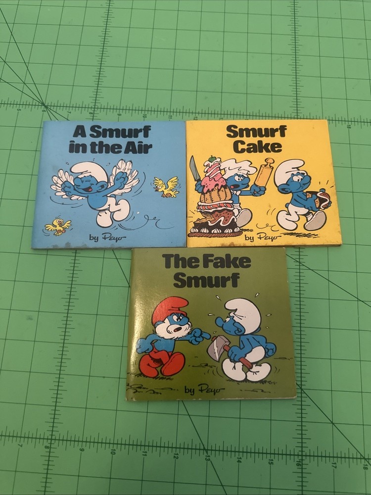 SMURFS 3 Paperback Book PEYO 1980 Smurf Cake, The Fake Smurf, & A Smurf In The A
