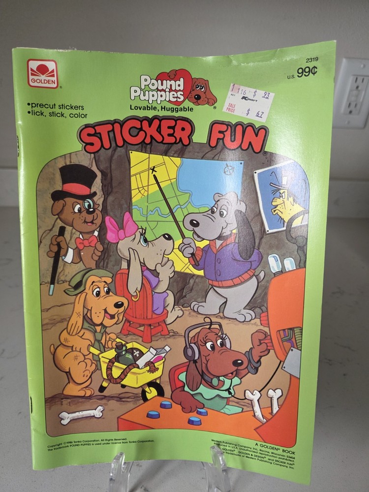 Vtg 80s NOS Pound Puppies Sticker Fun Unused Complete Golden Book 1986 Coloring