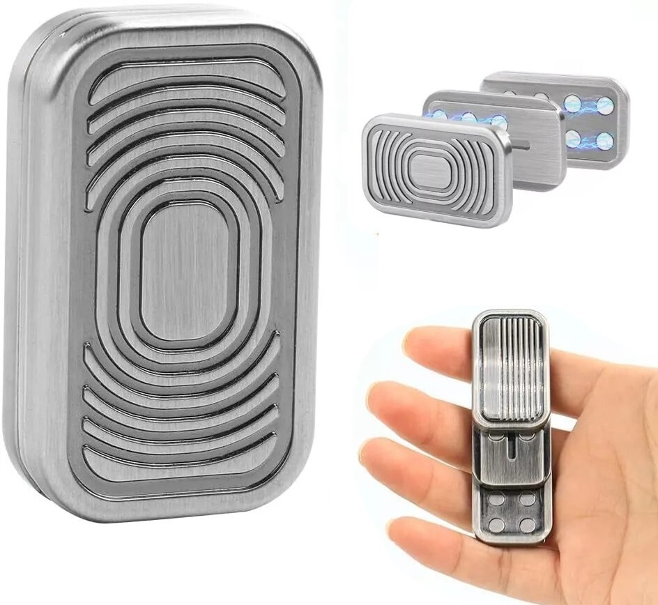 Push Card Fidget Slider EDC Fidget Toy Slider Magnetic Metal Stress Toy Sliver