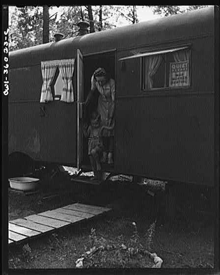 Photo:Middle River Maryland 1930s FSA Housing Project Trailer Home Woman