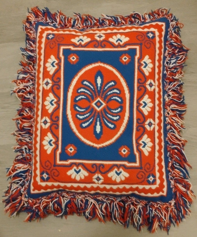 Colorful Tapestry Throw Pillow Vintage 2 Sided