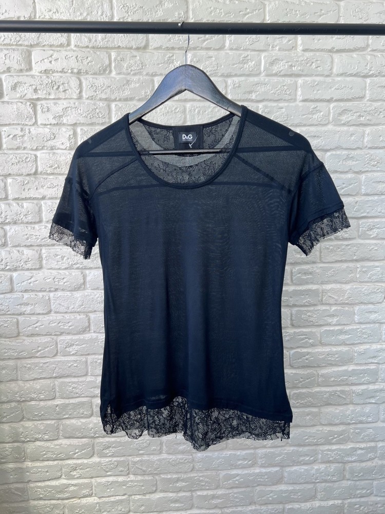 Dolce & Gabbana Black Lace Embroidered Sheer Top Shirt Women's Size M