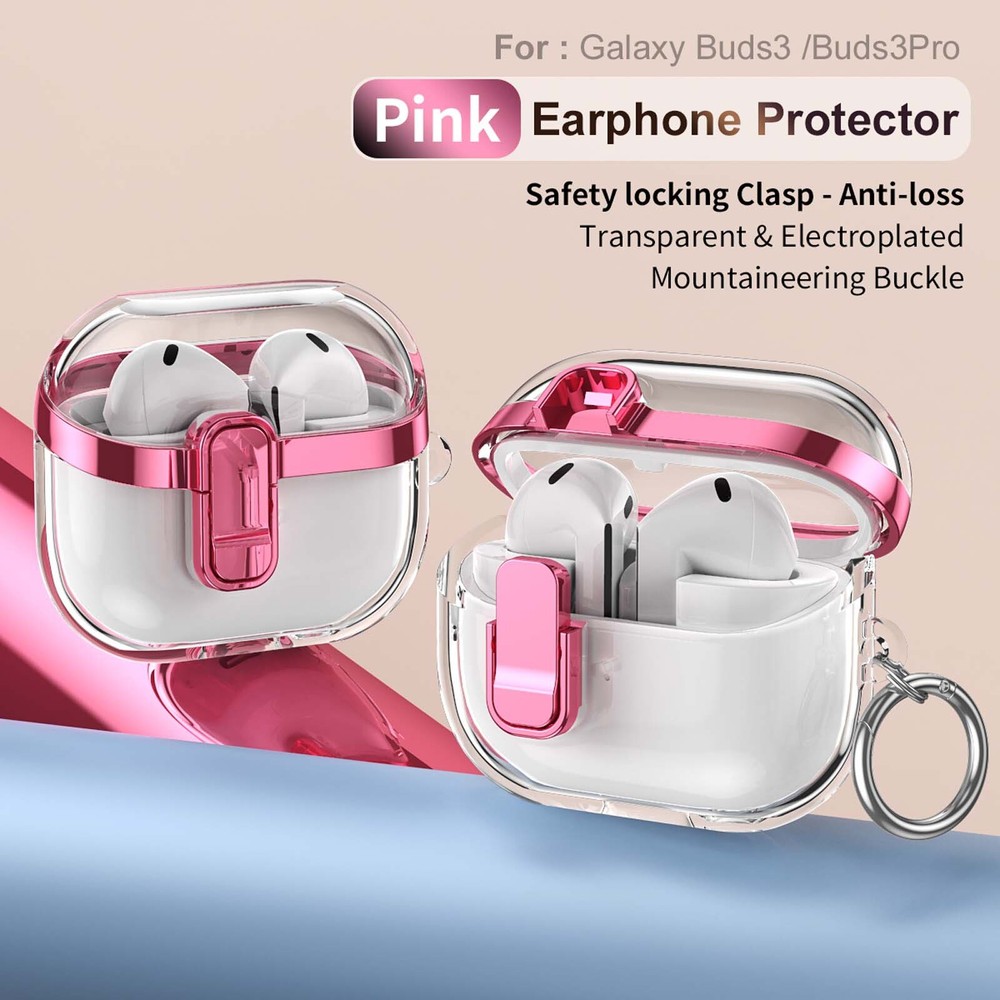 For Samsung Galaxy Buds 3/3pro/Buds3 FE Clear Rugged Case Cover with Keychain