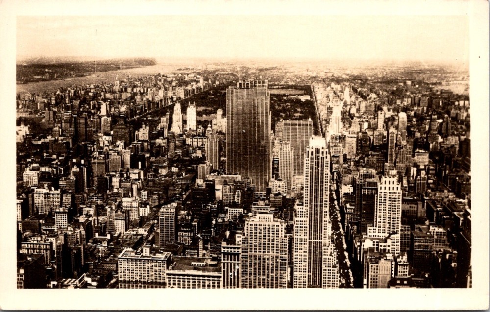 Stunning NYC Skyline View from Empire State Building RPPC Postcard 16626