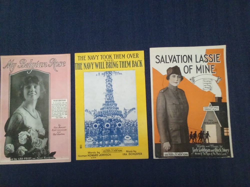 Vintage small format WW1 Sheet Music 1918/19 Lot of 3 Free Shipping