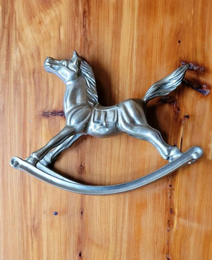 Vintage Bronze Finish Wooden Rocking Horse for Kids