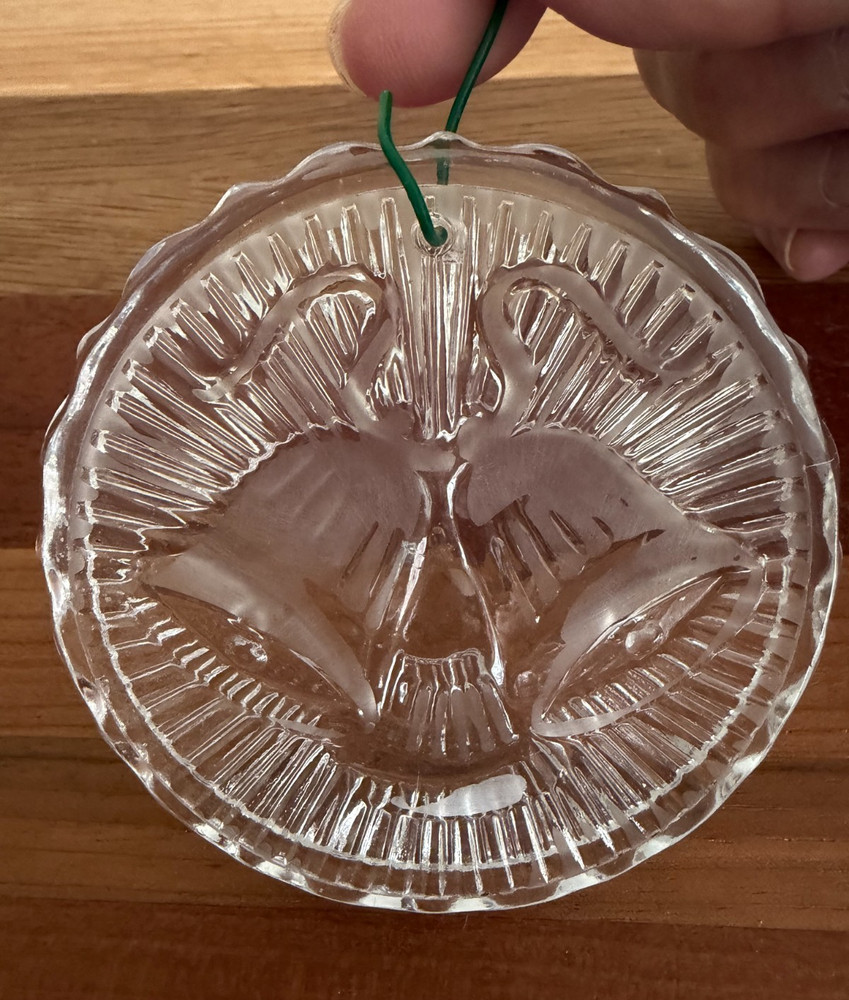 Vintage Fostoria Lead Clear Crystal Christmas Ornament Jingle Bells