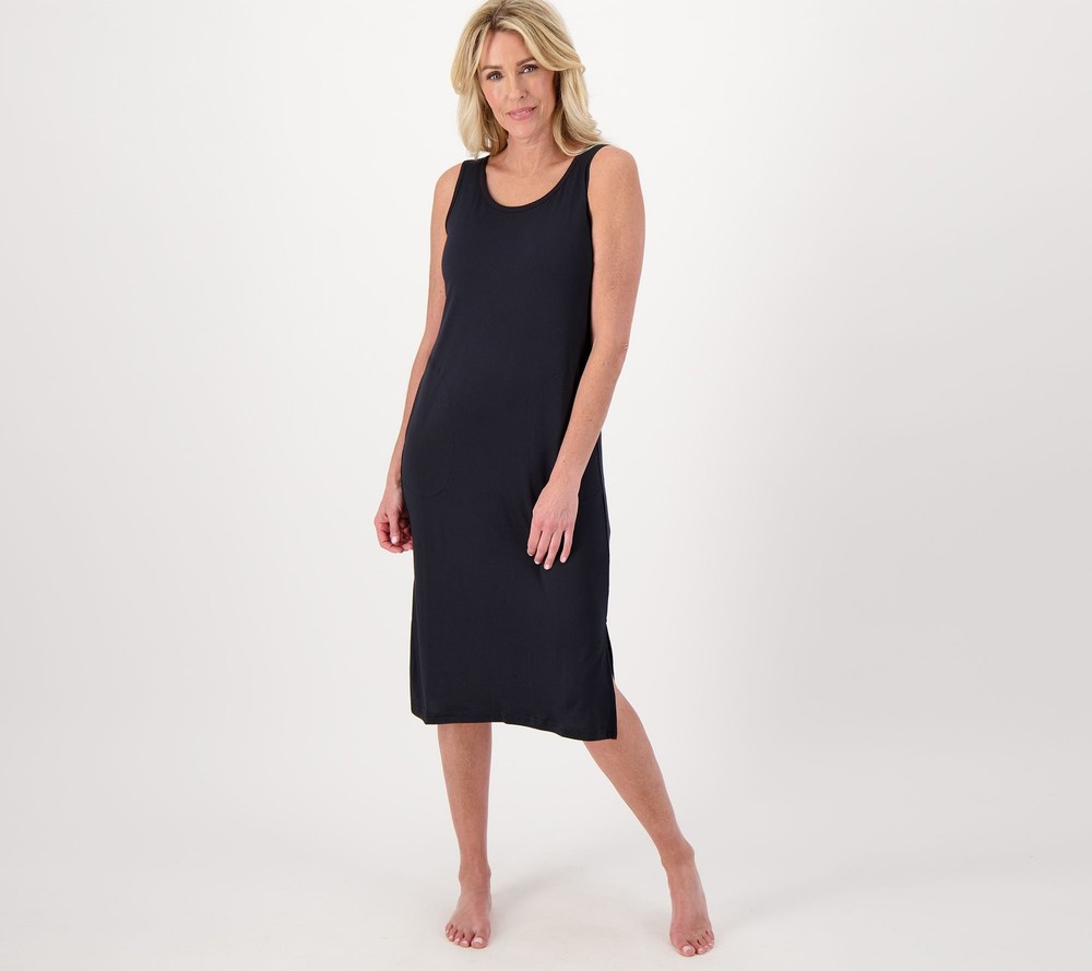 Muk Luks Women's Dress Sz S Cloud Knit Tank Midi Lounge Black A592947