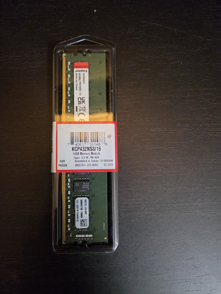 Used Kingston 16Gb DDR4 3200 DIMM, KCP432NS8/16