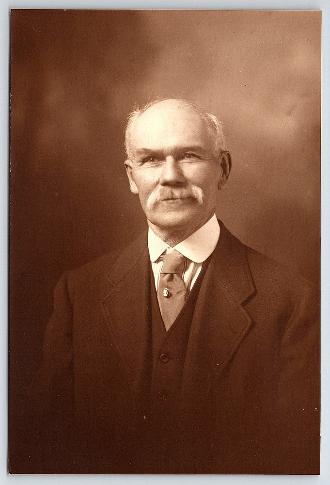 Vintage Photo Old Antique Picture Image Elderly Man Suit Coat Tie Pin Mustache