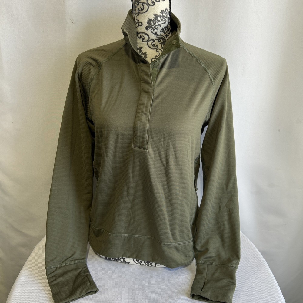 Mountain Hardwear Pullover Womens Small Half Zip Button Green Fleece Sweater