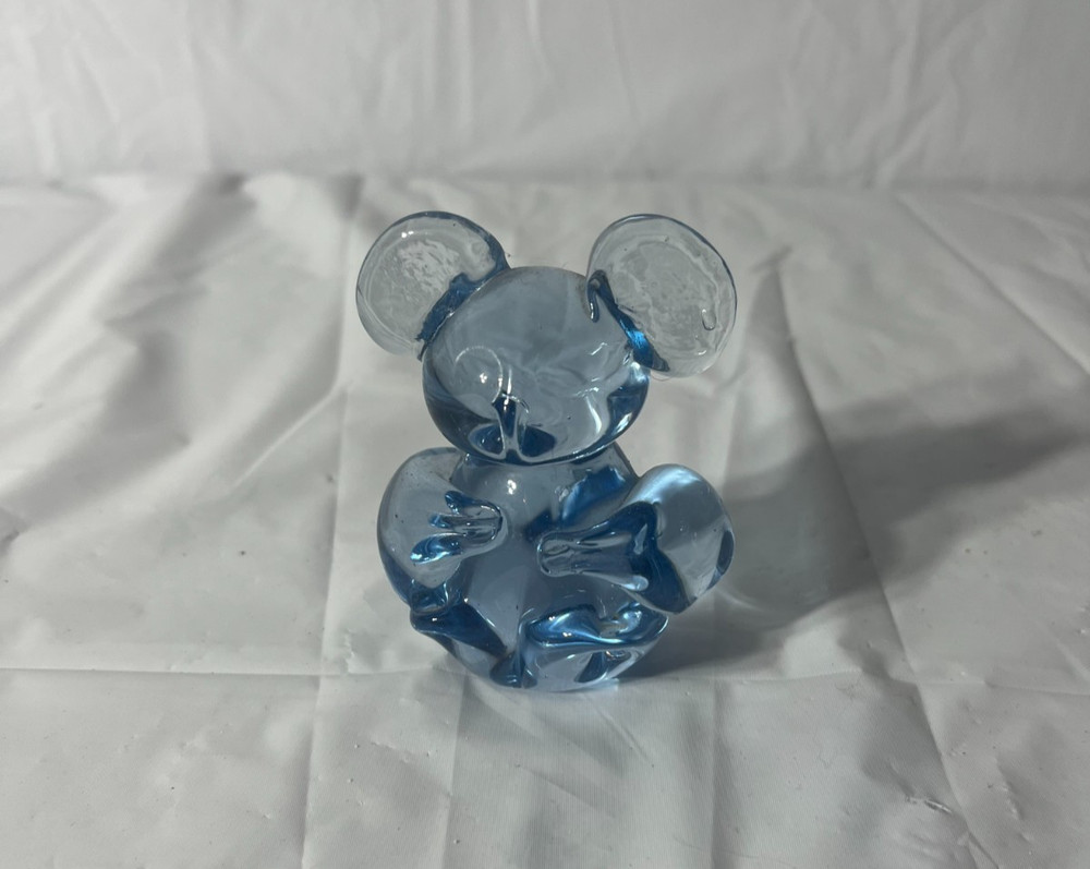 Fenton Style Blue Art Glass Koala Bear Figurine 2.5” Hand Blown Glass Animal