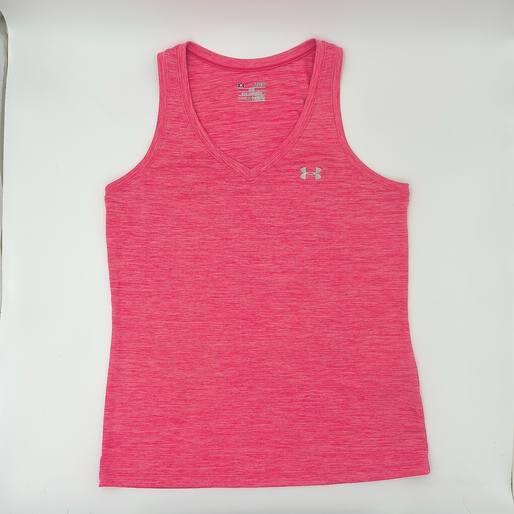 Under Armour Women's Heat Gear Pink V-Neck Running Workout Tank Top, XL