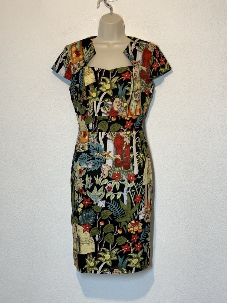 New Grace Karin Frida Khalo Multi-colored Sheath Dress Size M Lightweight Artsy