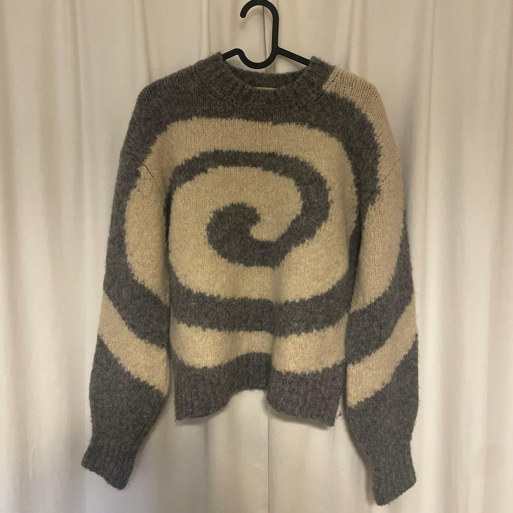 Paloma Wool S Twister Gray Off White Swirl Knit Sweater RARE Good condition