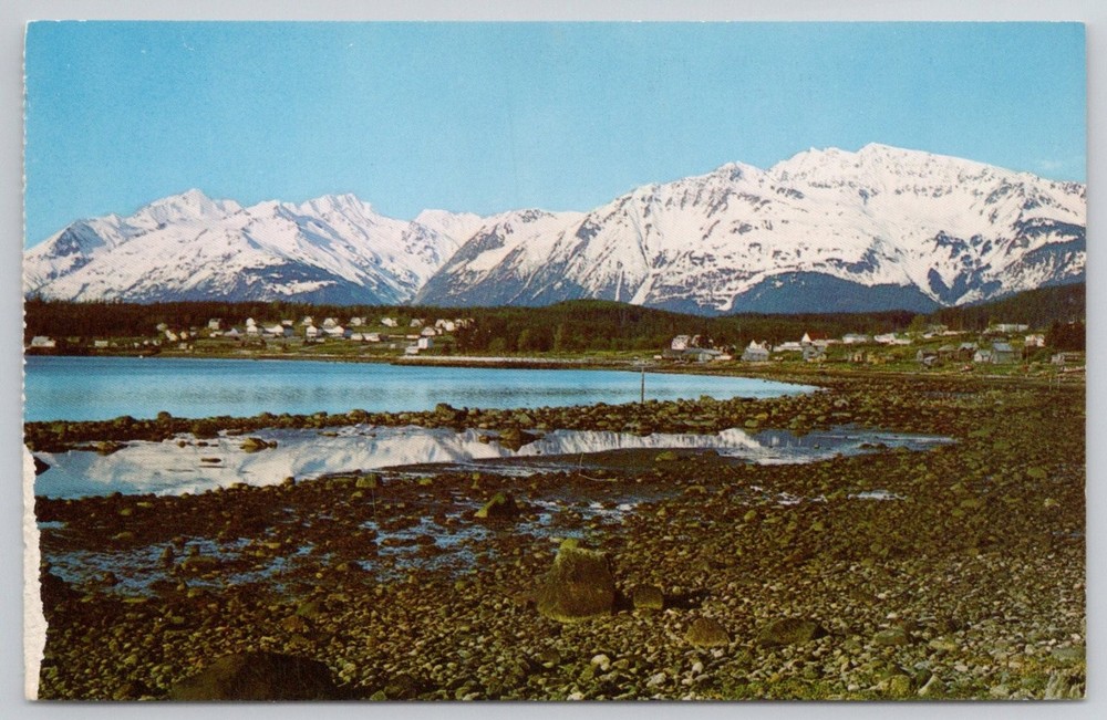 Haines & Port Chilkoot Alaska Snow-Capped Mountains Vintage Postcard