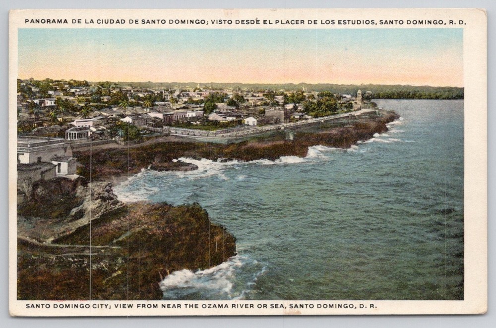 Santo Domingo City Dominican Republic Panorama Ozama River Vintage Postcard