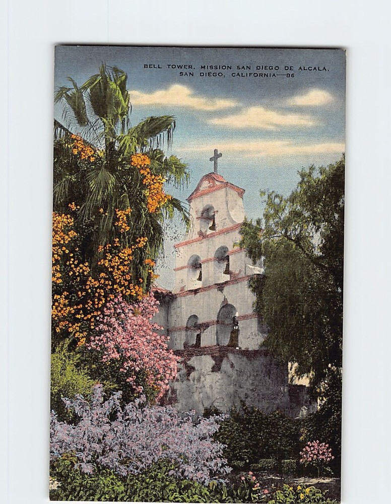 Postcard Bell Tower Mission San Diego de Alcala San Diego California USA