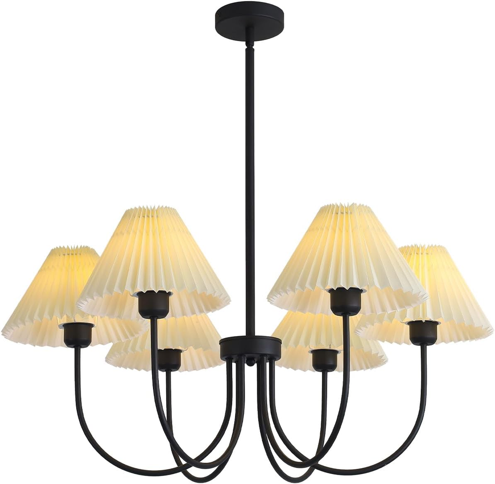 Modern Farmhouse Black Sputnik Chandelier Lighting Fixture with Industrial Style