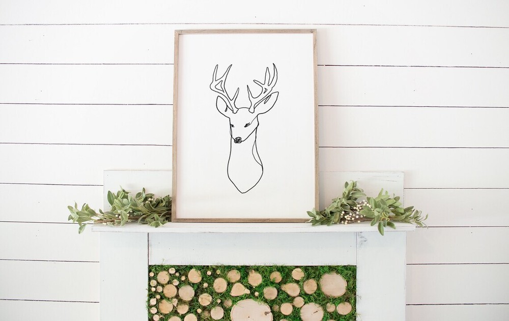 Minimal Stag Line Art Poster Premium Quality Choose your Size