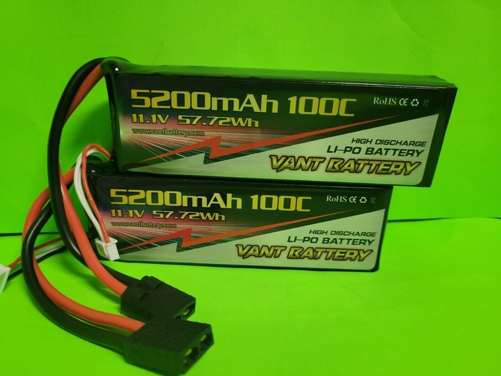 2 PACK VANT 5200MAH 3S 11.1 100C LIPO BATTERY FITS TRAXXAS PLUG GENS ACE SLEDGE-image