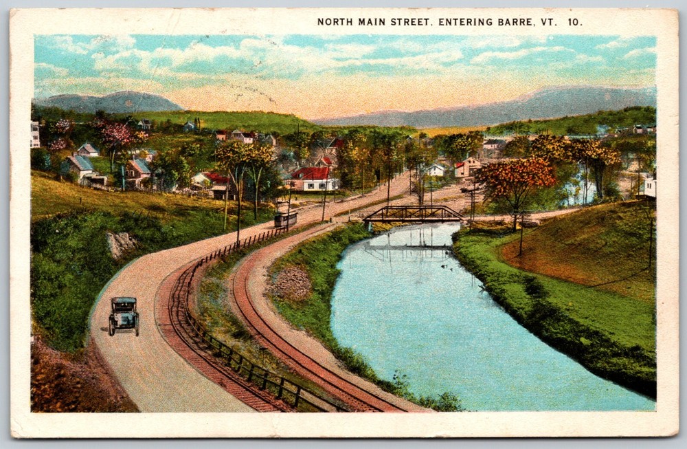 1920s North Main Street Entering Barre Vermont ANTIQUE Postcard