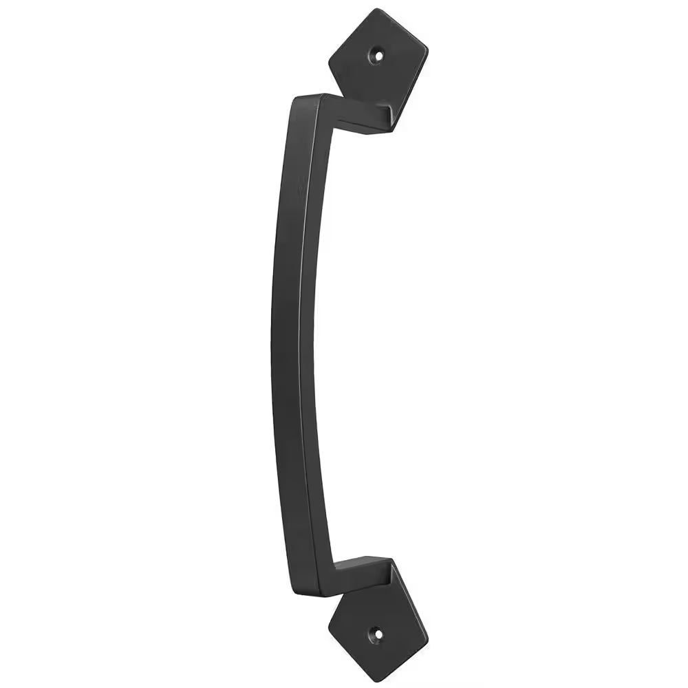 9-1/16 Inch Black Coated Sliding Barn Door Pull Handle Set Rustic Metal Fence Style