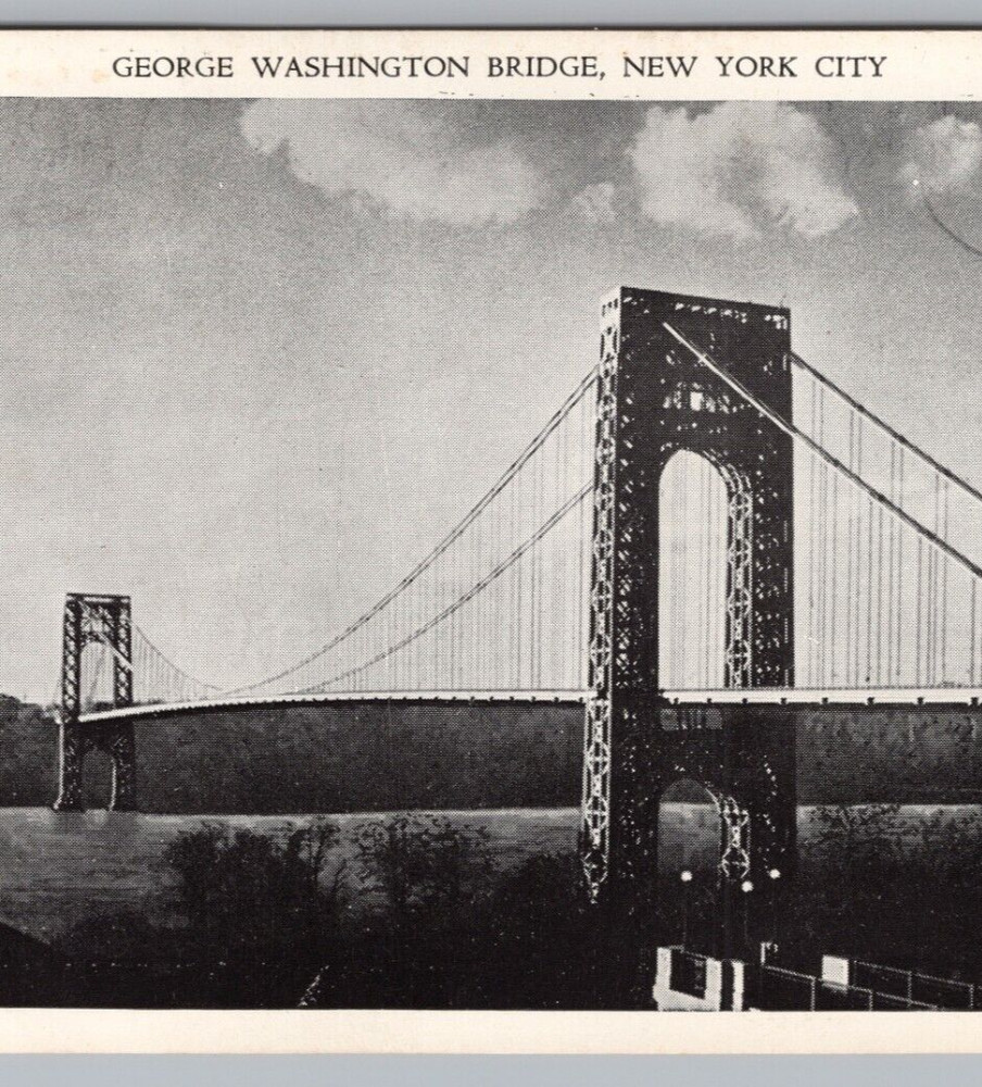 1945 George Washington Bridge, Washington Heights NYC, Fort Lee NJ Postcard